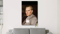 Mustafa Kemal Atatürk 47 Vertical Painting, Oil Painting and Leather Look