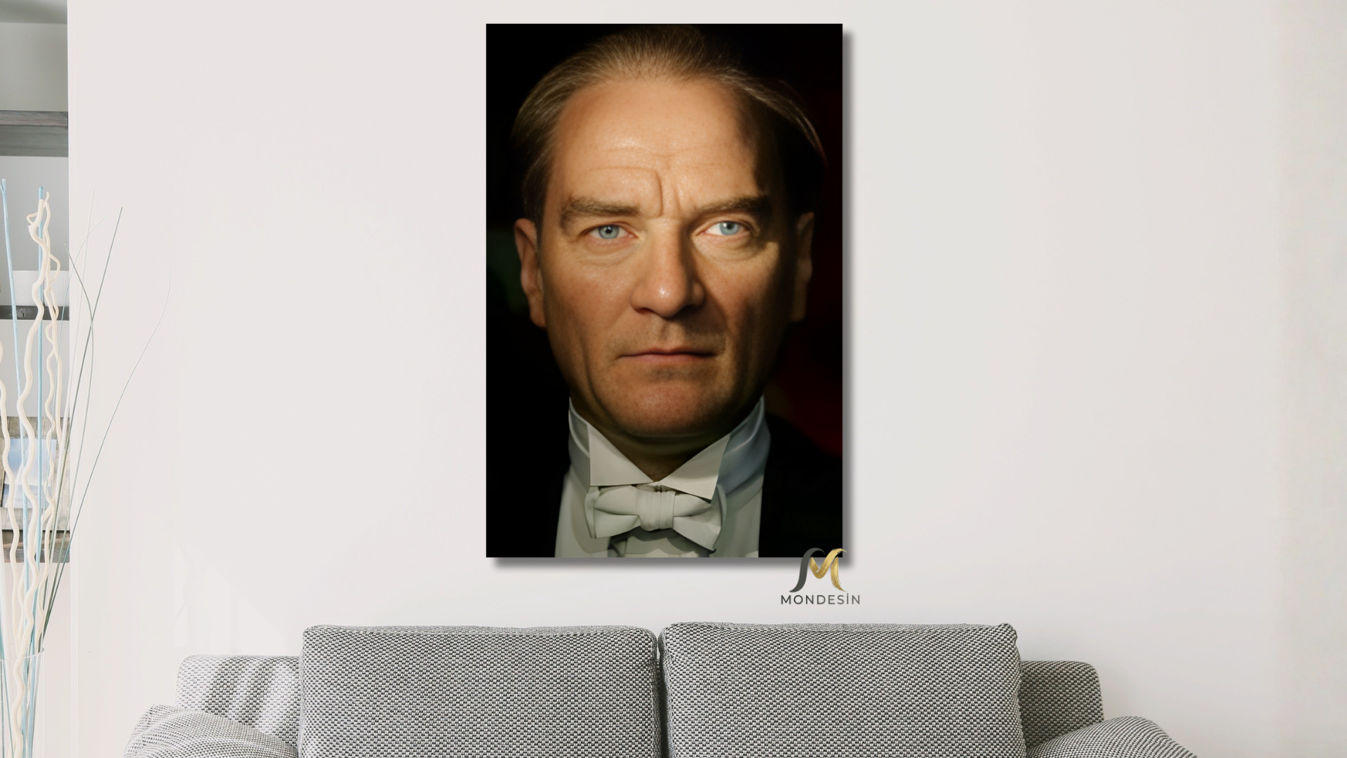 Mustafa Kemal Atatürk 52 Dikey Tablo, Yağlı Boya ve Deri Görünümlü