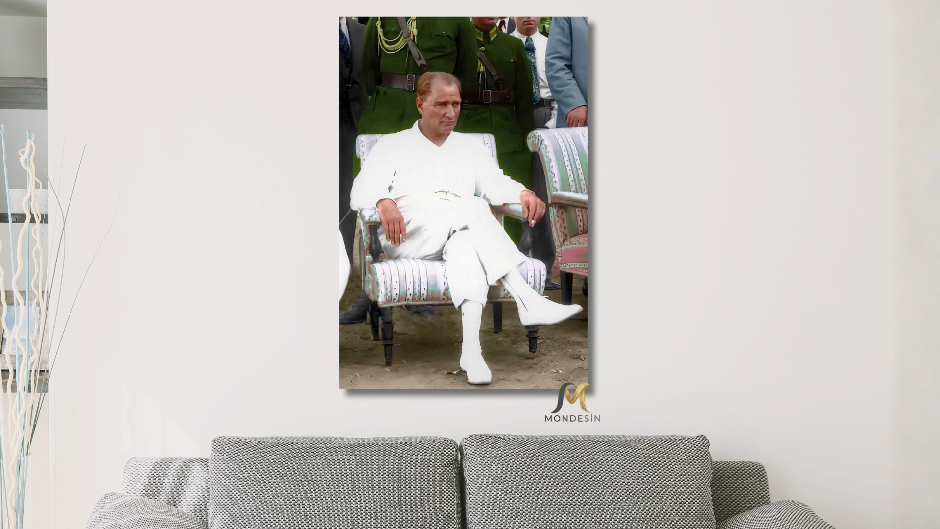 Mustafa Kemal Atatürk 50 Dikey Tablo, Yağlı Boya ve Deri Görünümlü