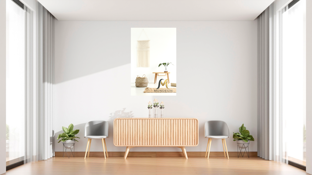 İskandinav Oda Dikey Tablo, Yağlı Boya ve Deri Görünümlü