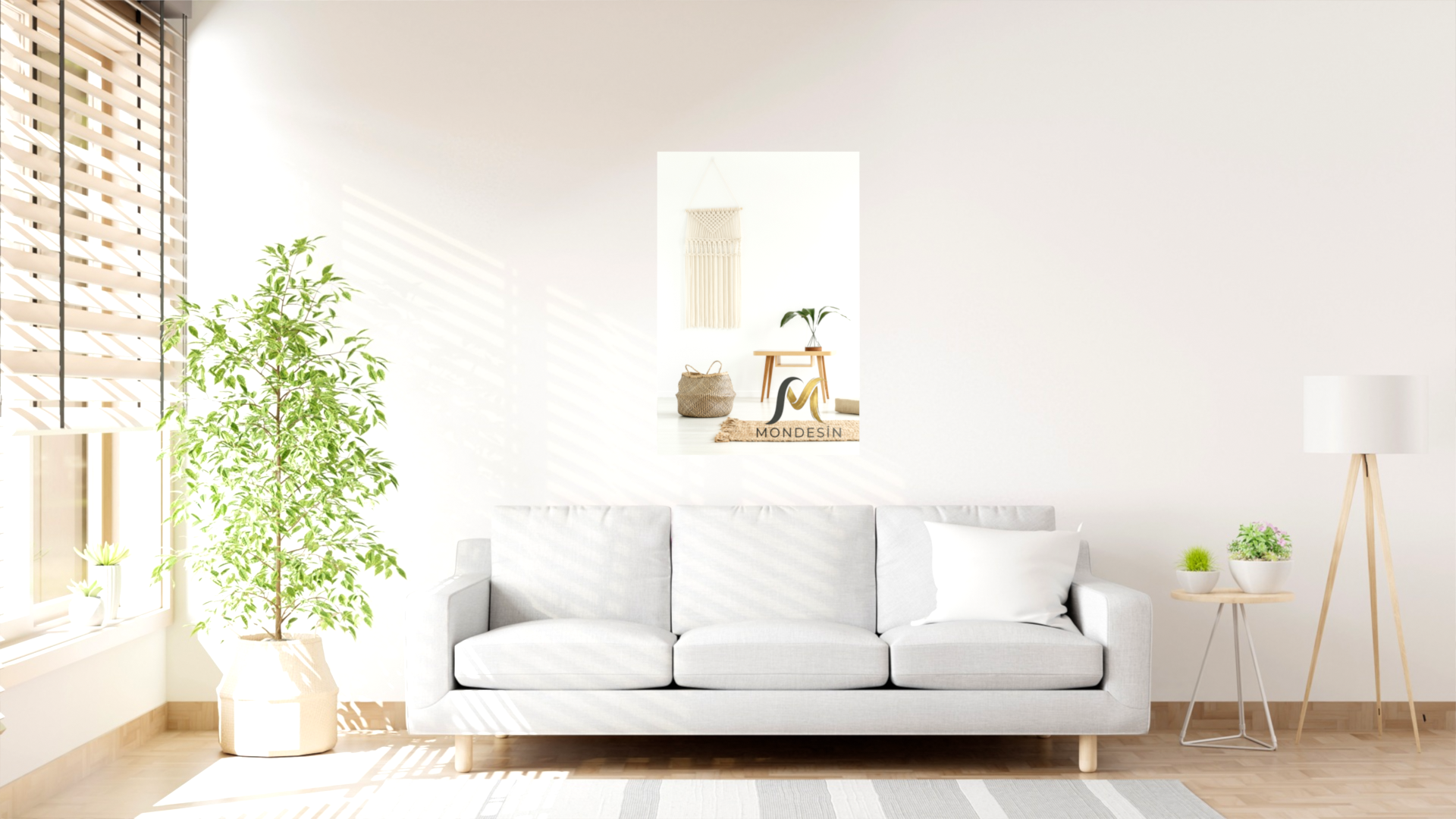 İskandinav Oda Dikey Tablo, Yağlı Boya ve Deri Görünümlü