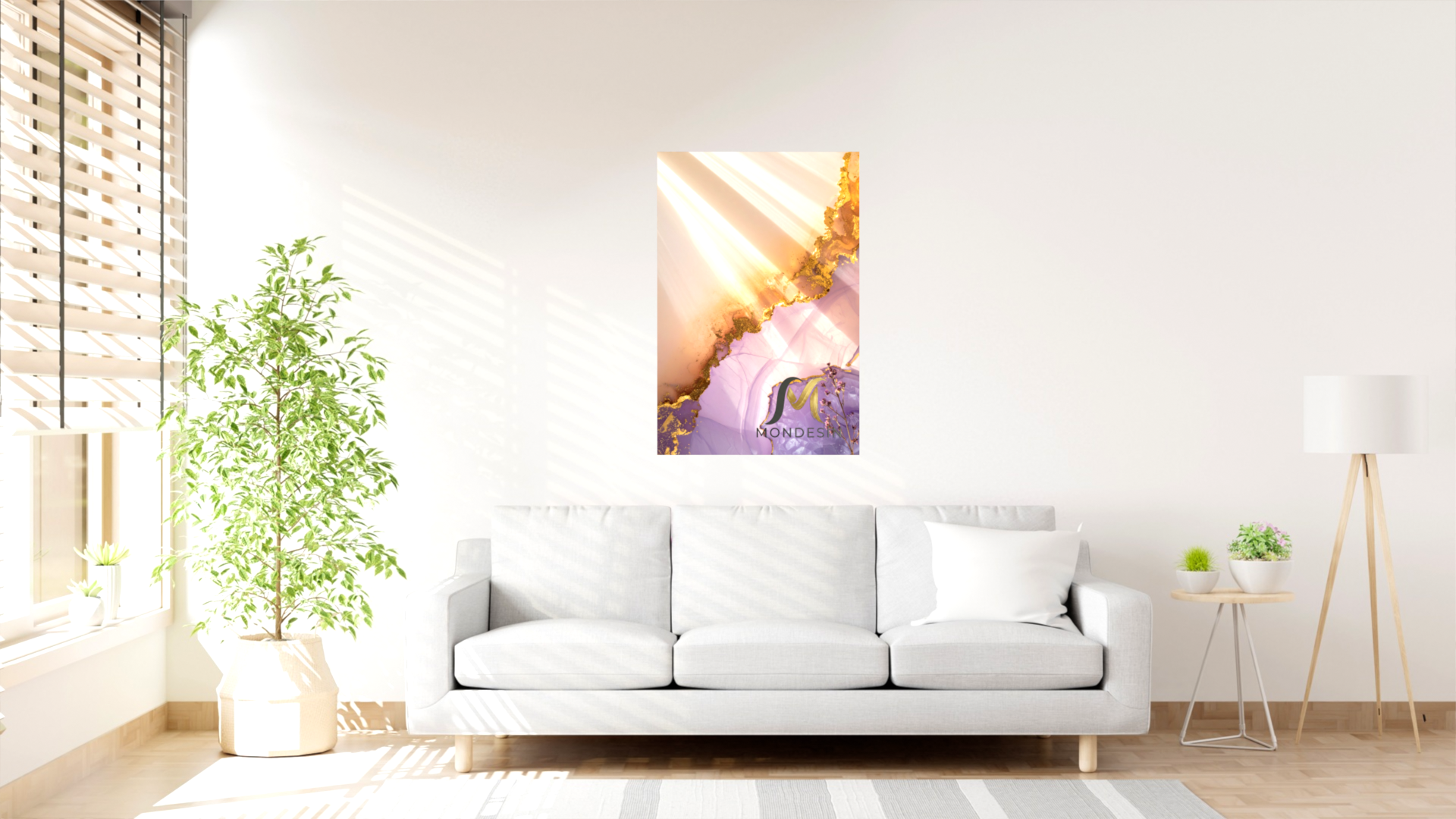 Kumsal Mor Dikey Tablo, Yağlı Boya ve Deri Görünümlü