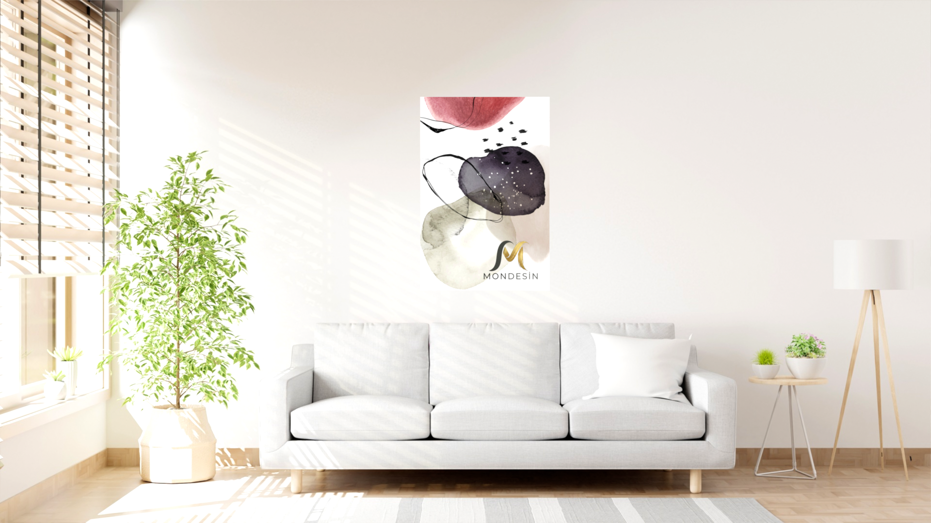 İskandinav Bono Dikey Tablo, Yağlı Boya ve Deri Görünümlü