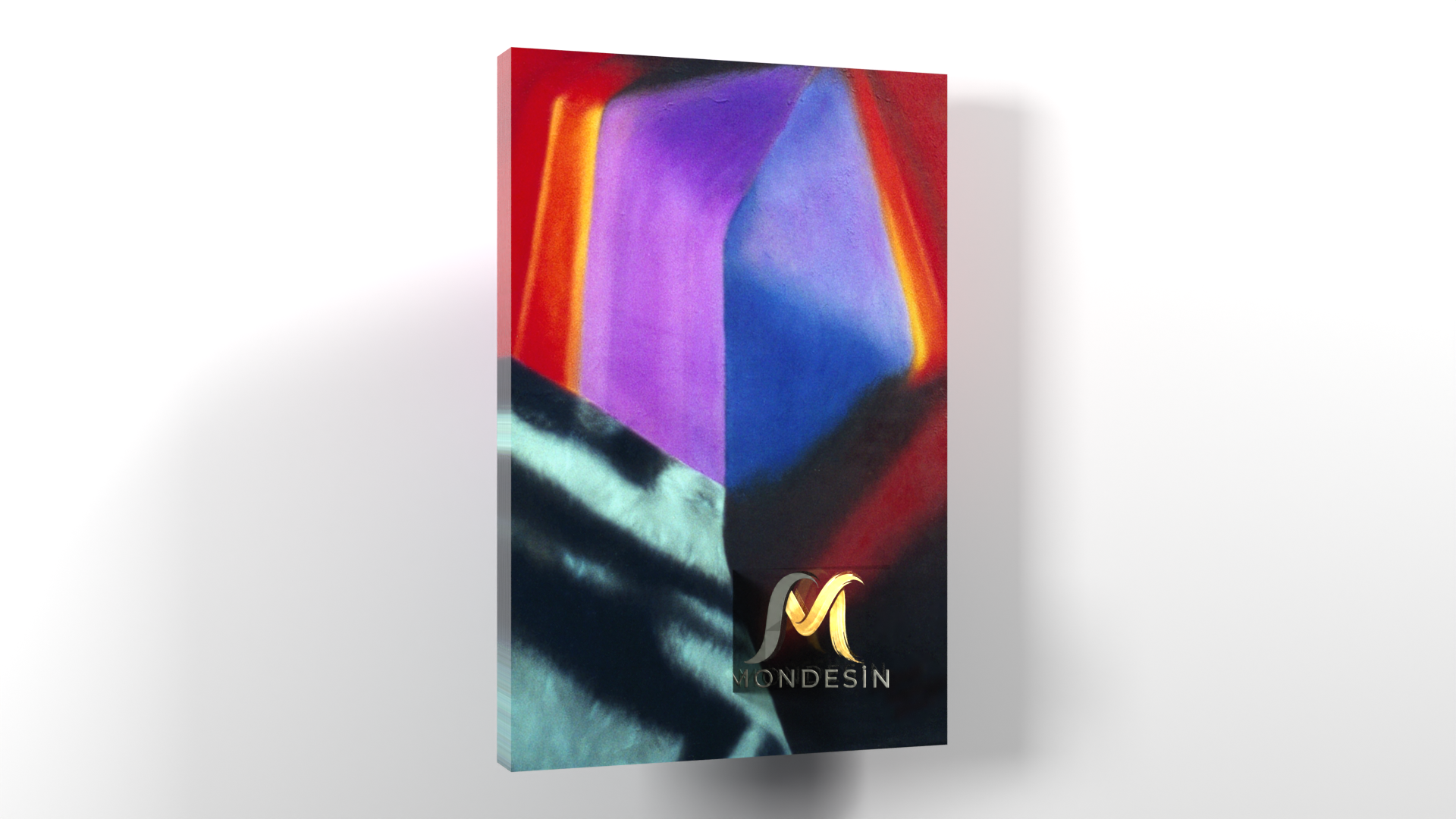 Köşeler Soyut Dikey Tablo, Yağlı Boya ve Deri Görünümlü