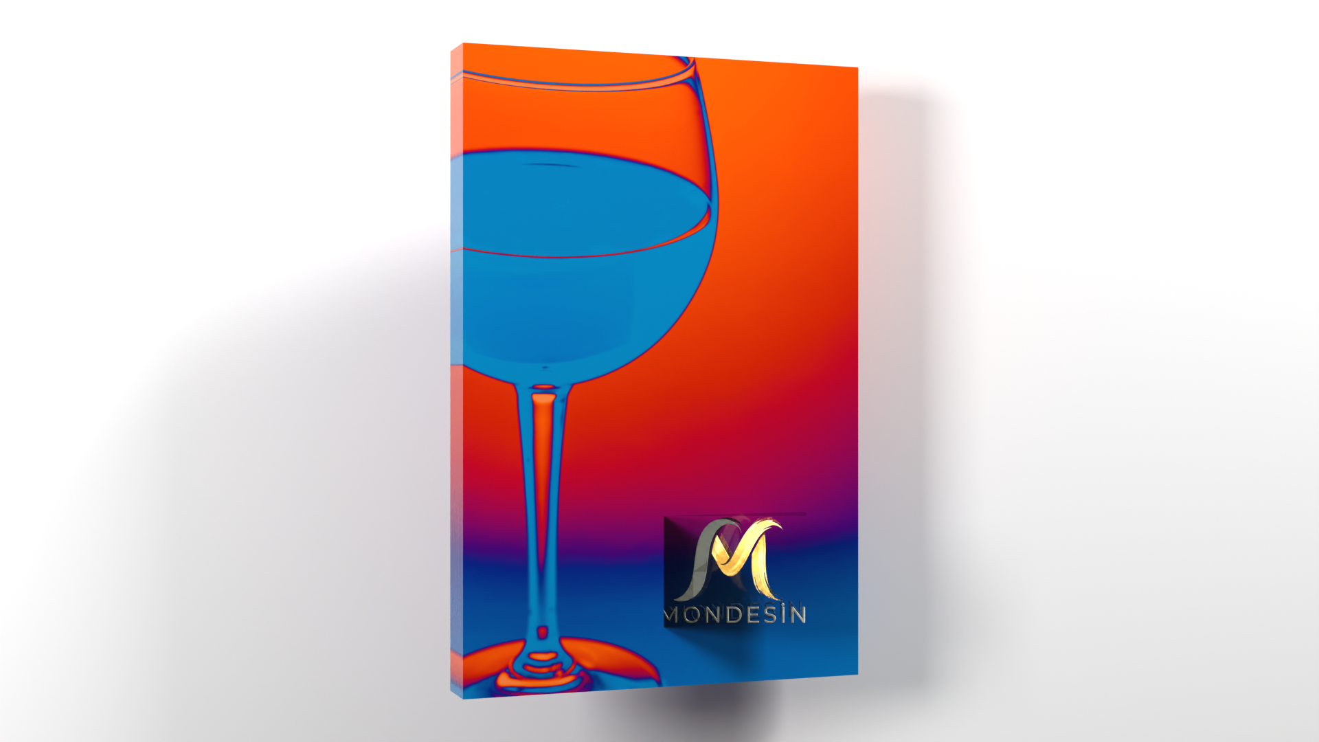 Kokteyl Bardağı Dikey Tablo, Yağlı Boya ve Deri Görünümlü