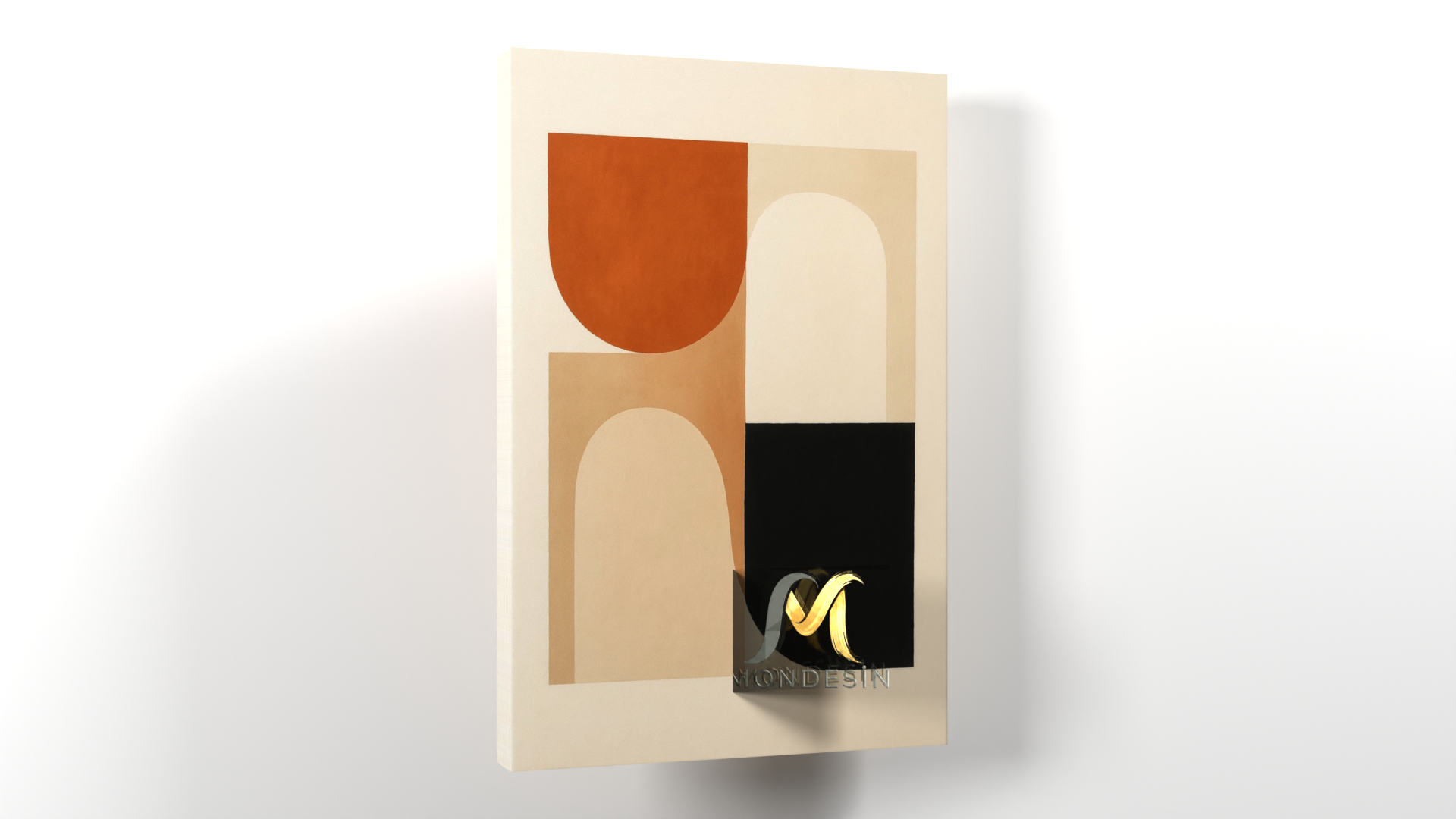 İskandinav Yuvarlaklar Dikey Tablo, Yağlı Boya ve Deri Görünümlü