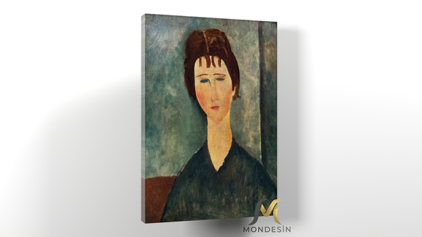 Amedeo Modigliani 100 Yatay Kanvas Tablo, Yağlı Boya ve Deri Görünümlü