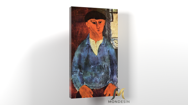 Amedeo Modigliani 102 Yatay Kanvas Tablo, Yağlı Boya ve Deri Görünümlü