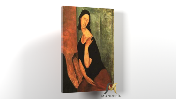 Amedeo Modigliani 103 Yatay Kanvas Tablo, Yağlı Boya ve Deri Görünümlü