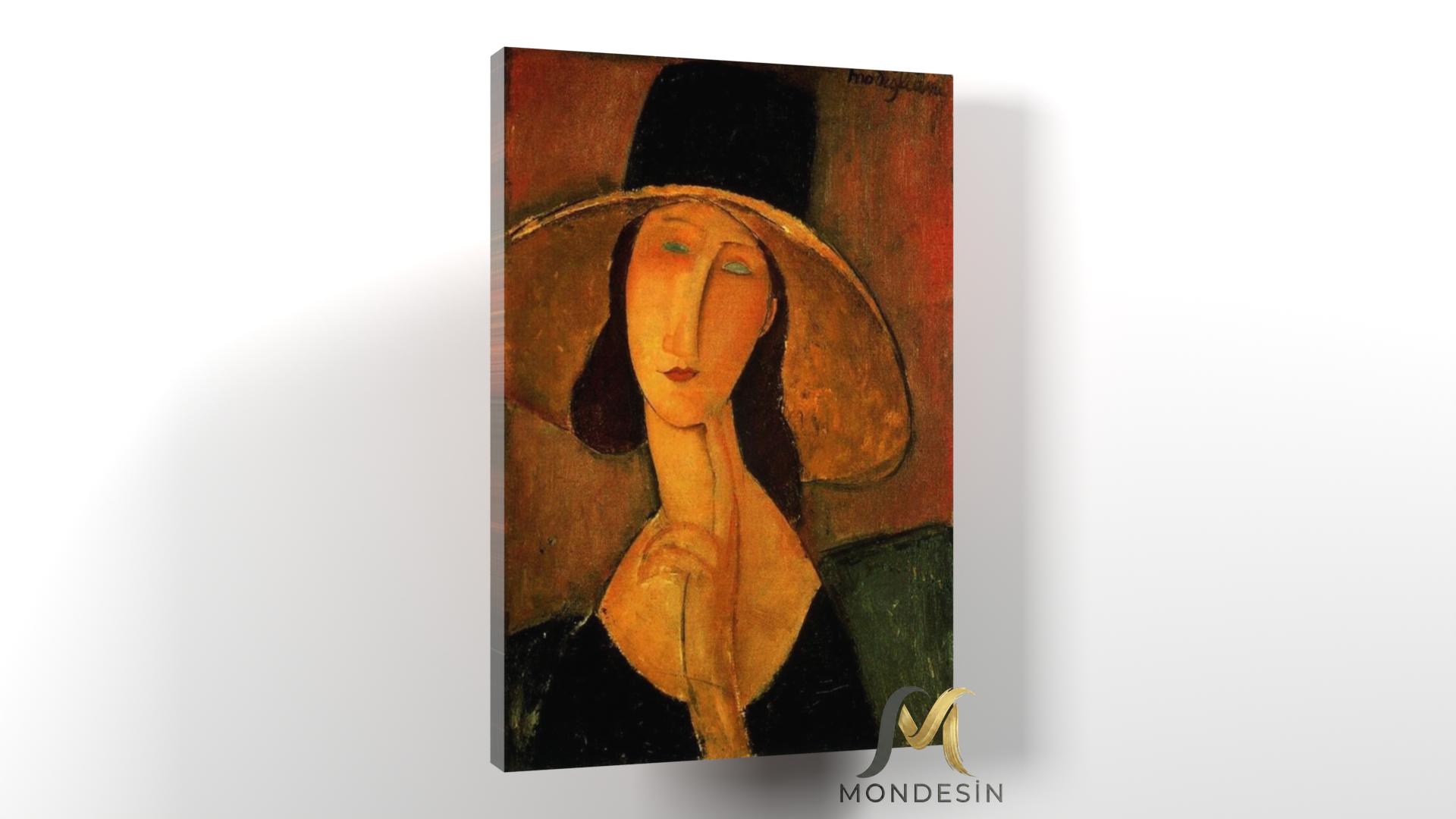 Amedeo Modigliani 104 Yatay Kanvas Tablo, Yağlı Boya ve Deri Görünümlü