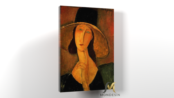 Amedeo Modigliani 104 Yatay Kanvas Tablo, Yağlı Boya ve Deri Görünümlü