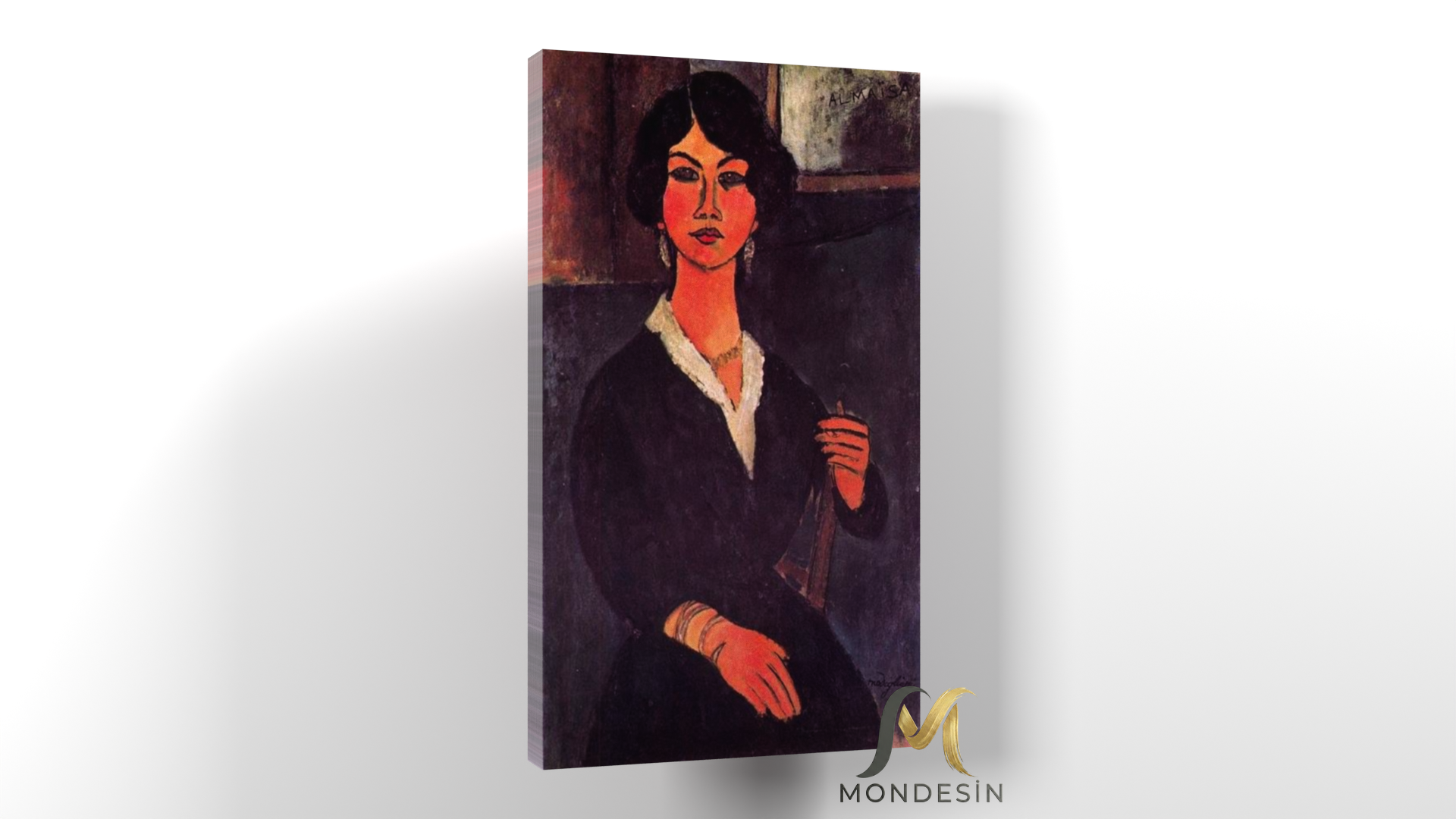 Amedeo Modigliani 108 Yatay Kanvas Tablo, Yağlı Boya ve Deri Görünümlü