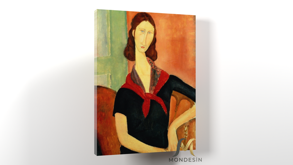 Amedeo Modigliani 109 Yatay Kanvas Tablo, Yağlı Boya ve Deri Görünümlü