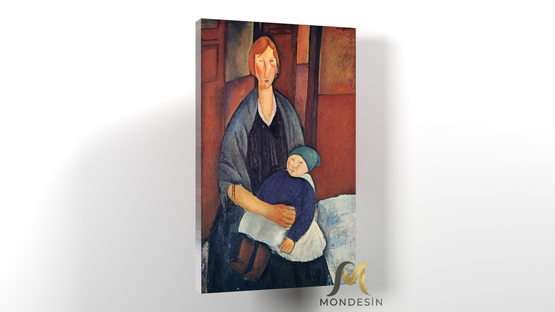 Amedeo Modigliani 111 Yatay Kanvas Tablo, Yağlı Boya ve Deri Görünümlü