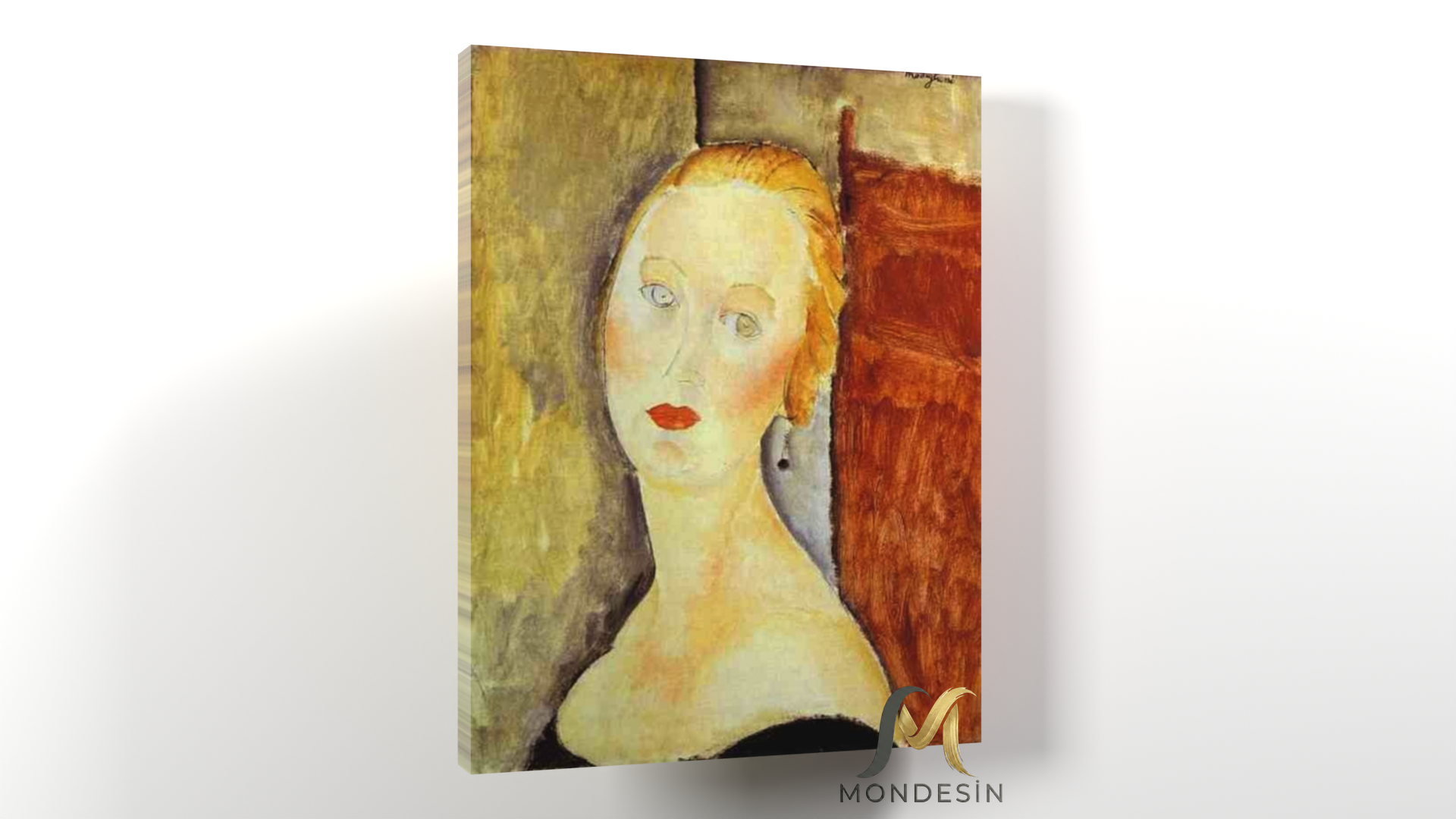 Amedeo Modigliani 115 Yatay Kanvas Tablo, Yağlı Boya ve Deri Görünümlü