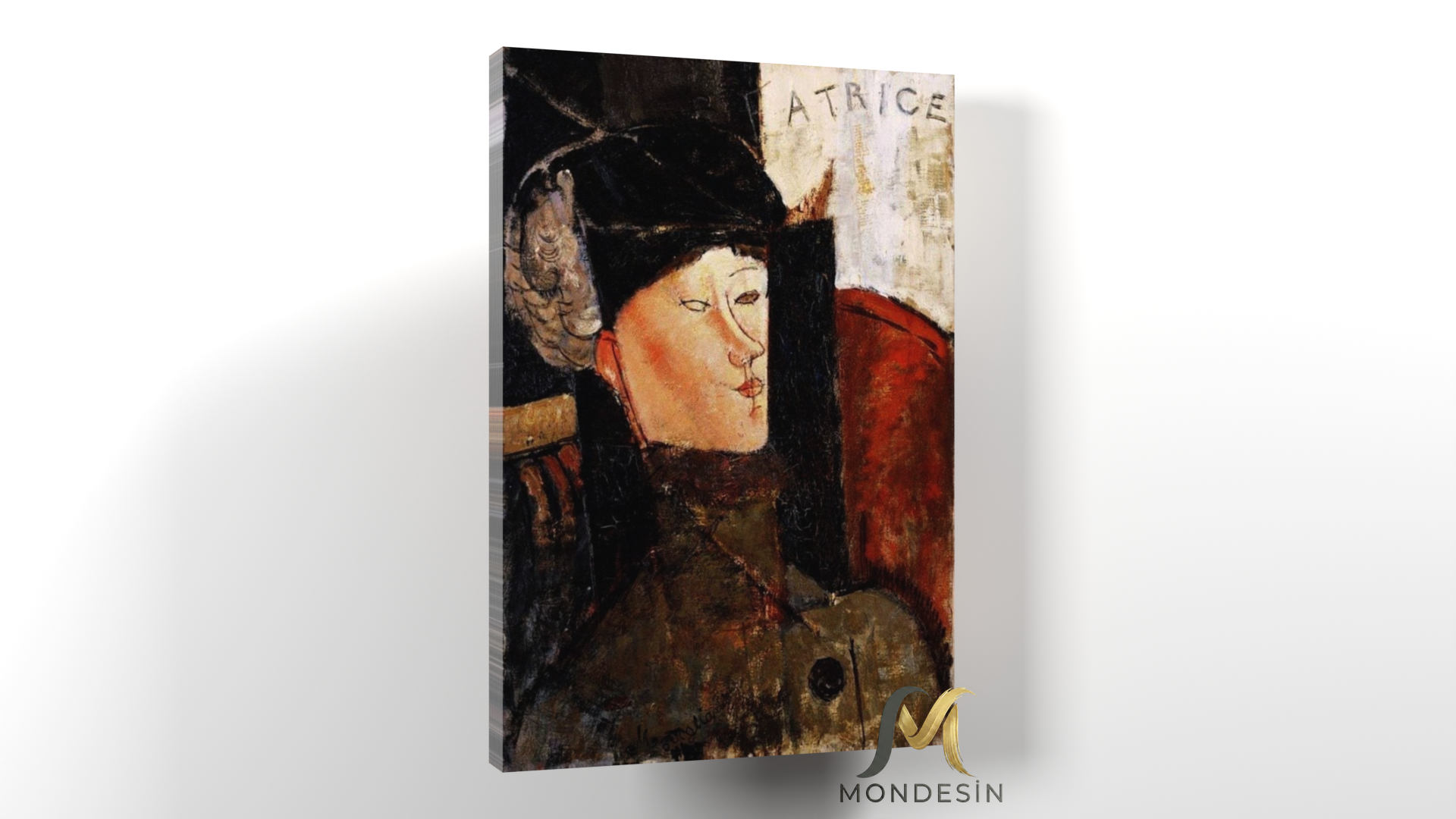 Amedeo Modigliani 116 Yatay Kanvas Tablo, Yağlı Boya ve Deri Görünümlü