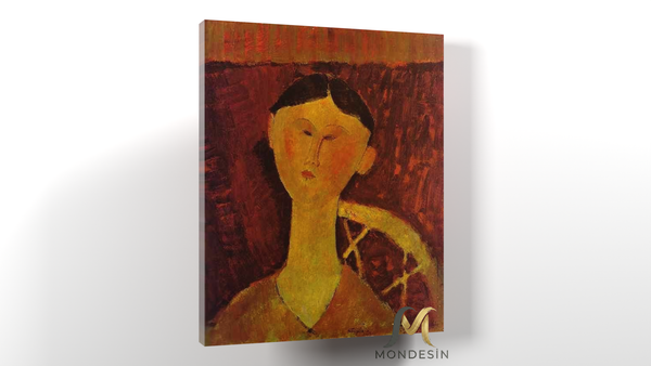 Amedeo Modigliani 117 Yatay Kanvas Tablo, Yağlı Boya ve Deri Görünümlü