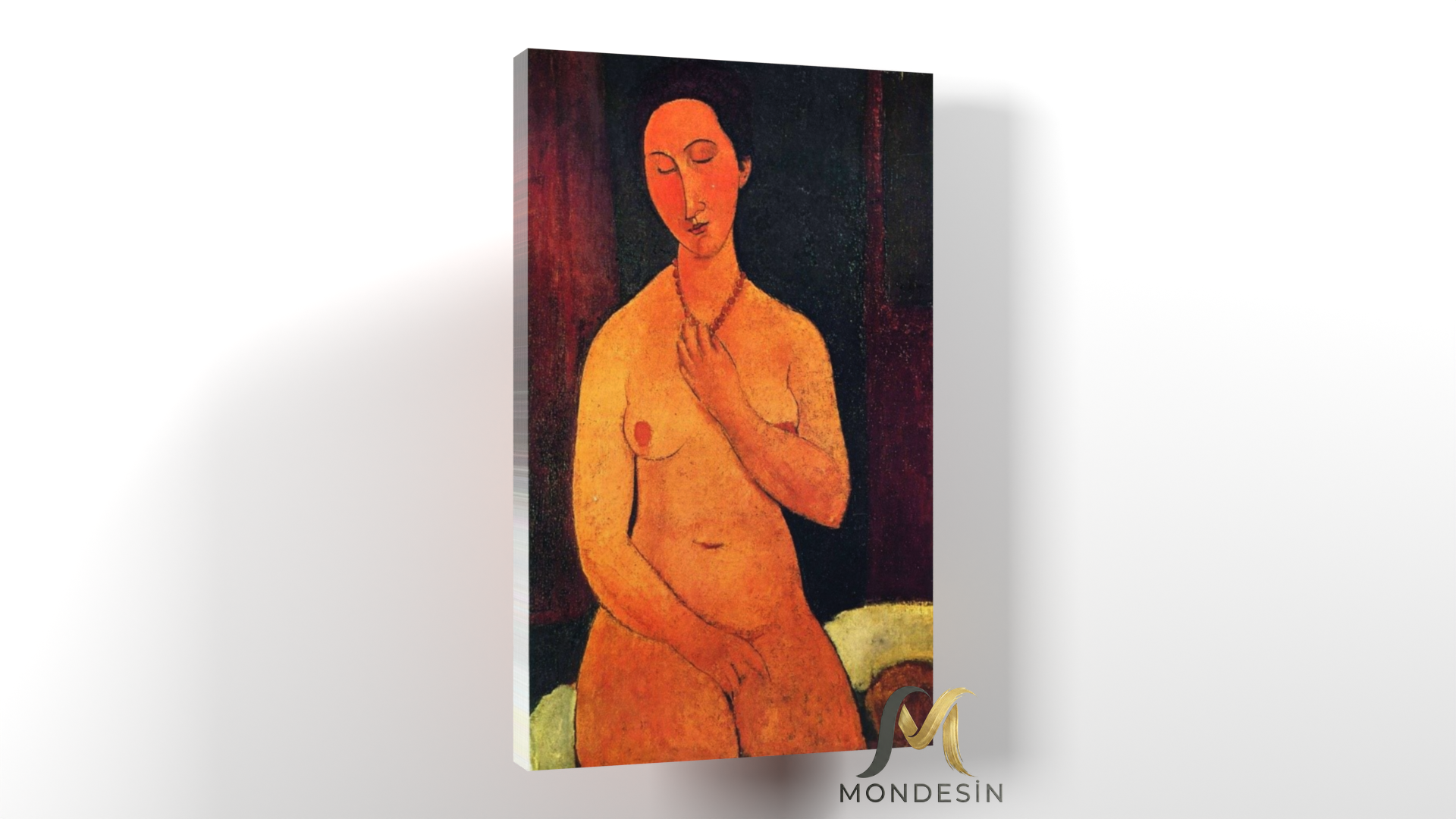 Amedeo Modigliani 11 Yatay Kanvas Tablo, Yağlı Boya ve Deri Görünümlü