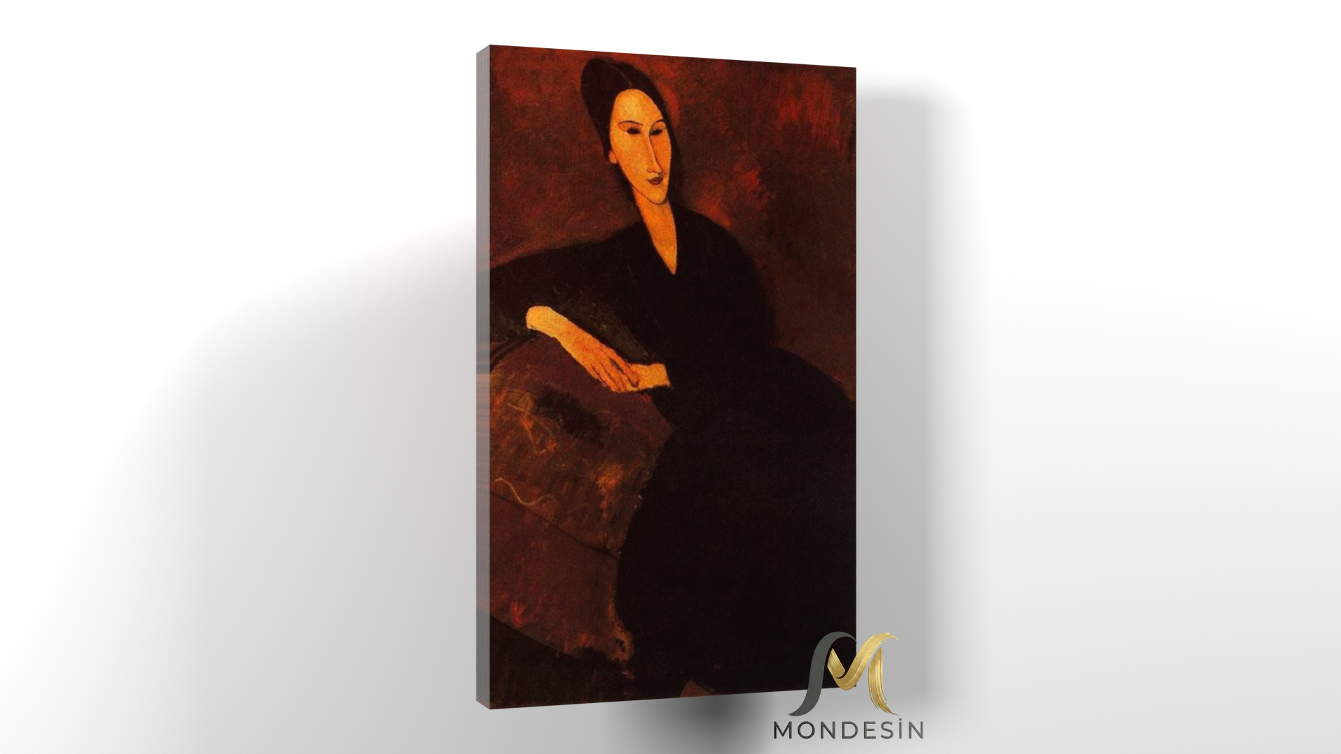 Amedeo Modigliani 121 Yatay Kanvas Tablo, Yağlı Boya ve Deri Görünümlü