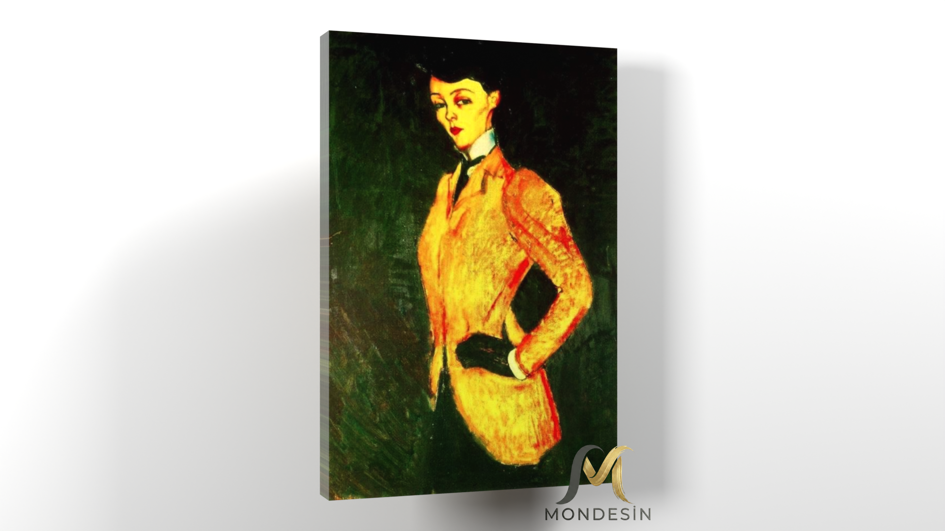 Amedeo Modigliani 123 Yatay Kanvas Tablo, Yağlı Boya ve Deri Görünümlü