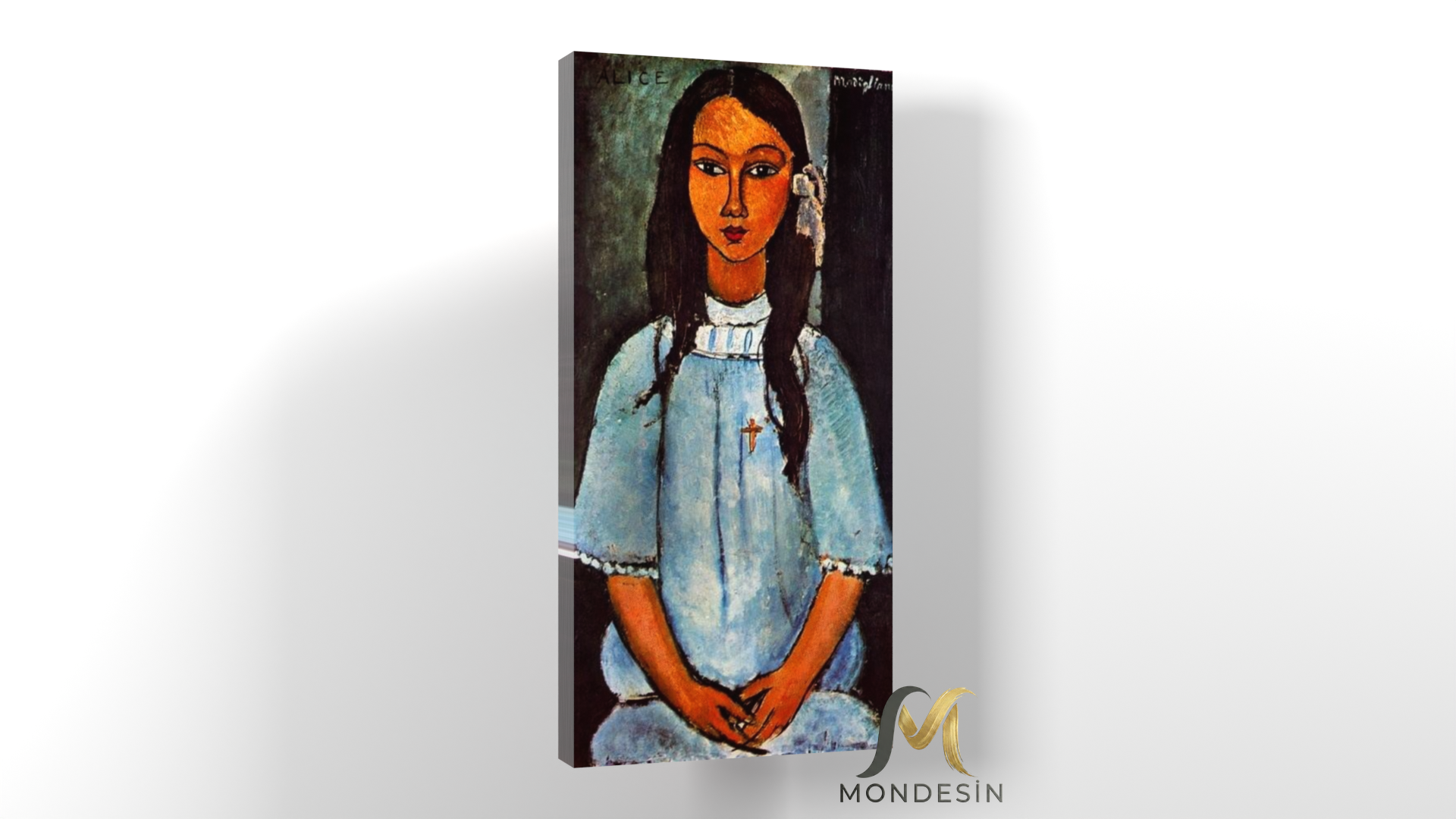 Amedeo Modigliani 124 Yatay Kanvas Tablo, Yağlı Boya ve Deri Görünümlü