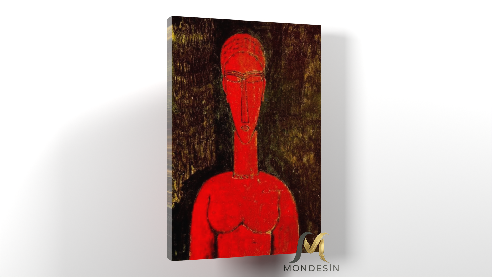 Amedeo Modigliani 125 Yatay Kanvas Tablo, Yağlı Boya ve Deri Görünümlü