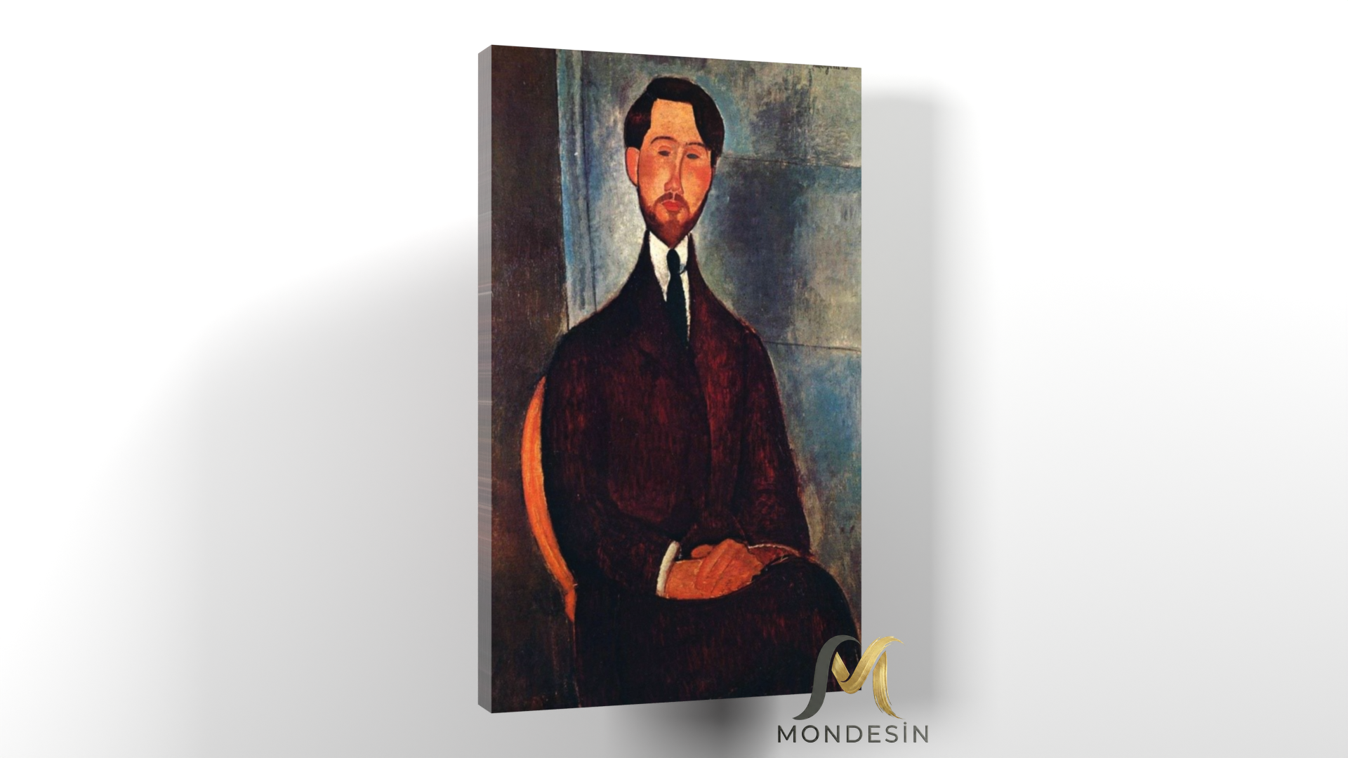 Amedeo Modigliani 127 Yatay Kanvas Tablo, Yağlı Boya ve Deri Görünümlü