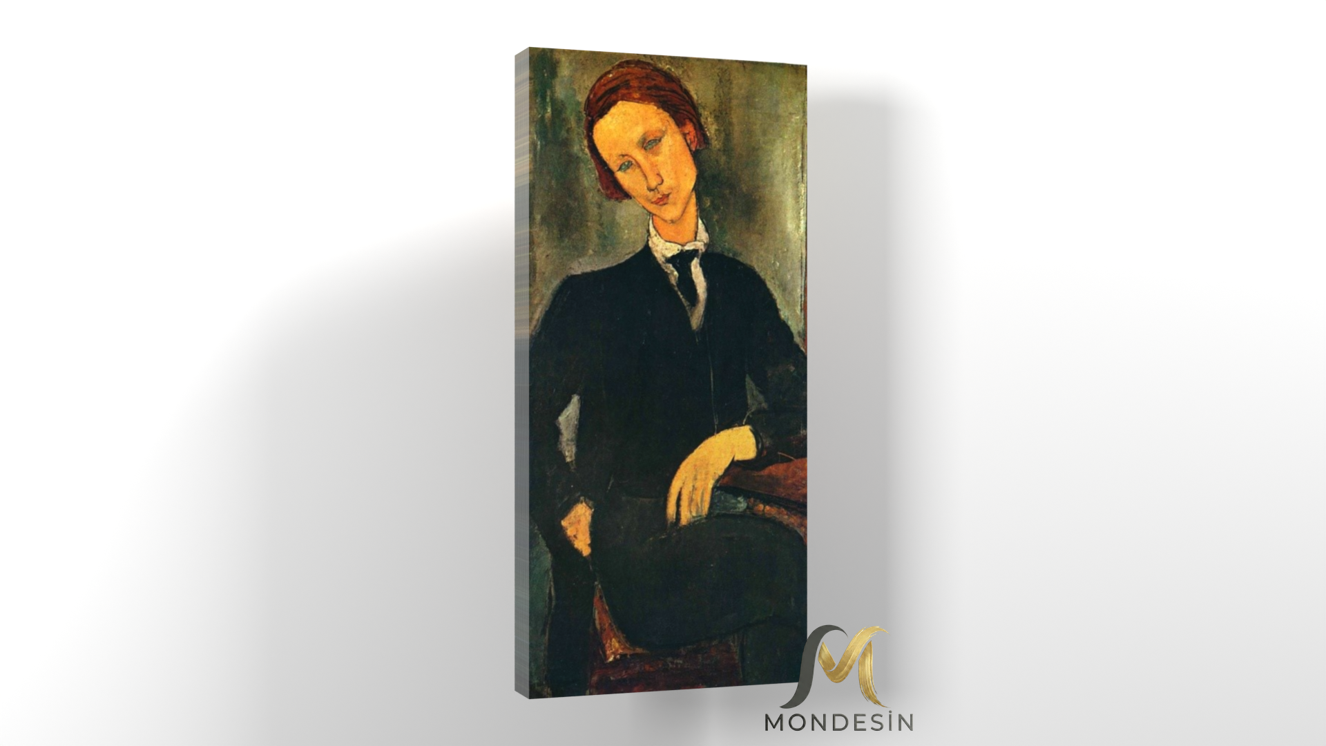 Amedeo Modigliani 130 Yatay Kanvas Tablo, Yağlı Boya ve Deri Görünümlü