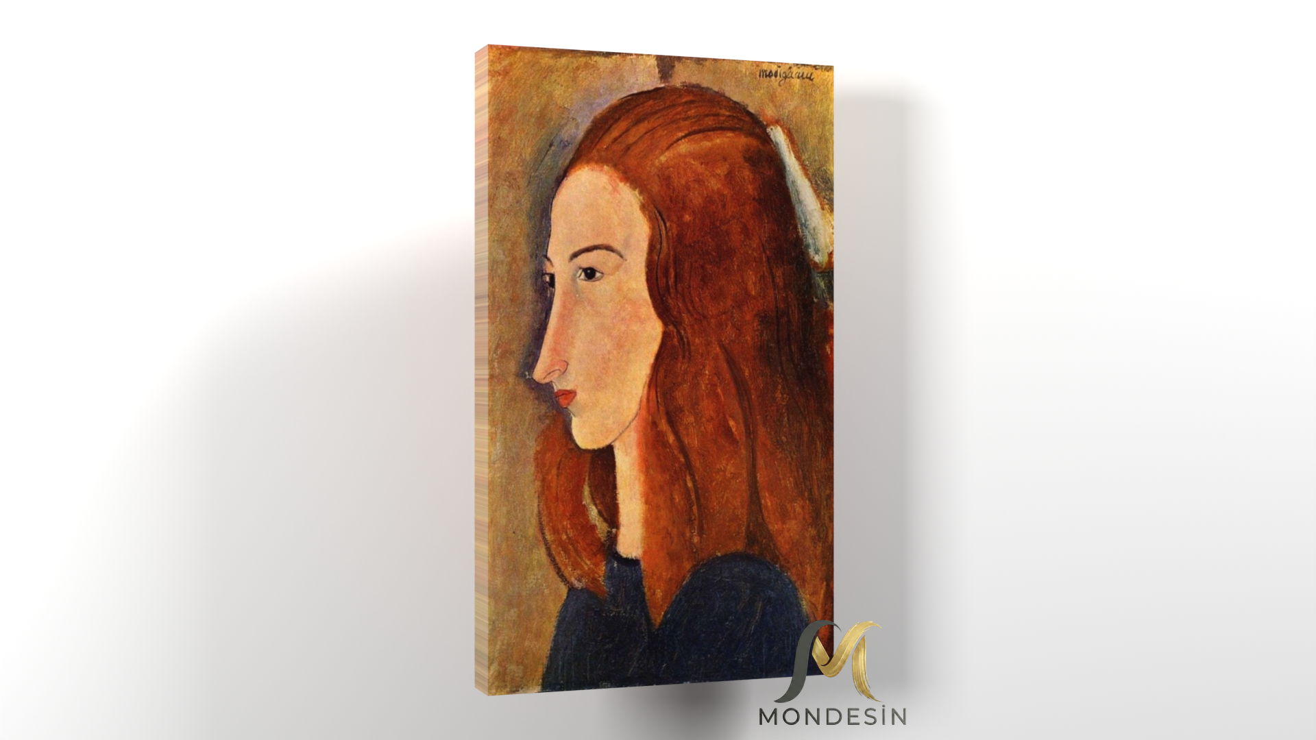 Amedeo Modigliani 131 Yatay Kanvas Tablo, Yağlı Boya ve Deri Görünümlü