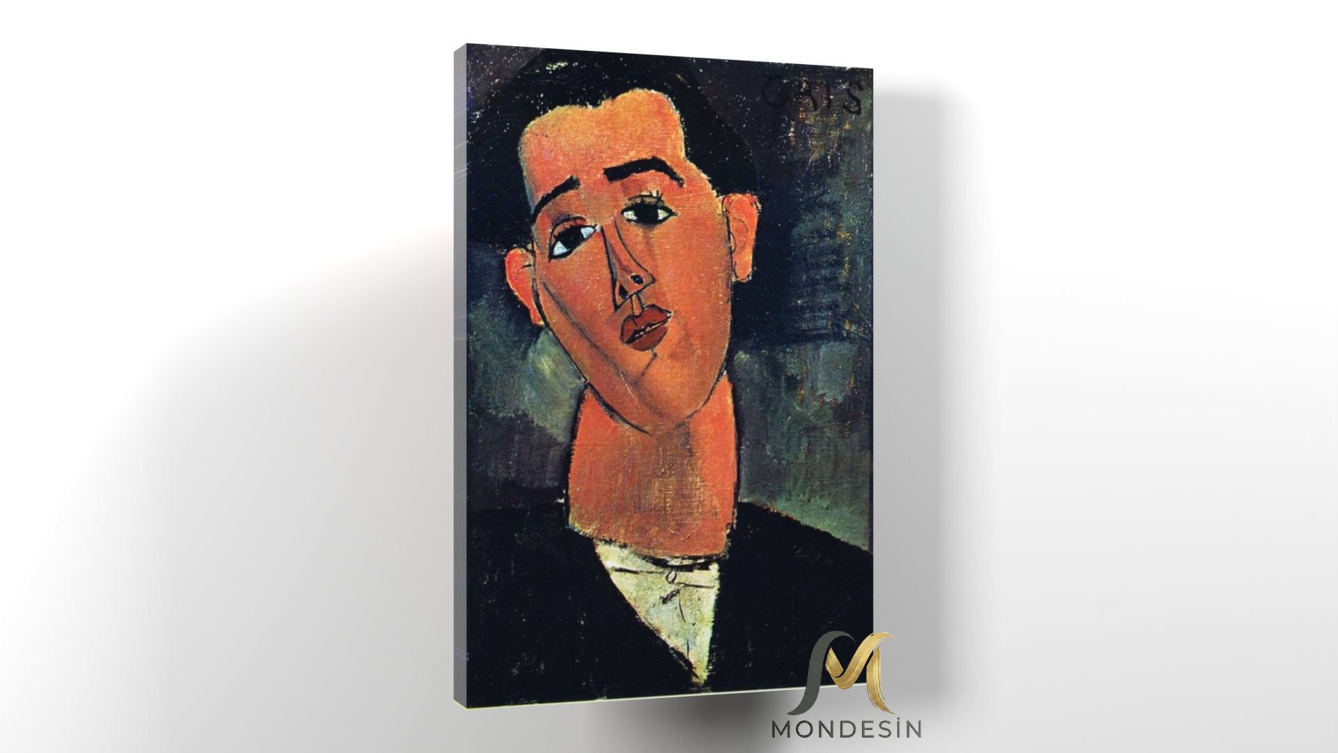 Amedeo Modigliani 132 Yatay Kanvas Tablo, Yağlı Boya ve Deri Görünümlü