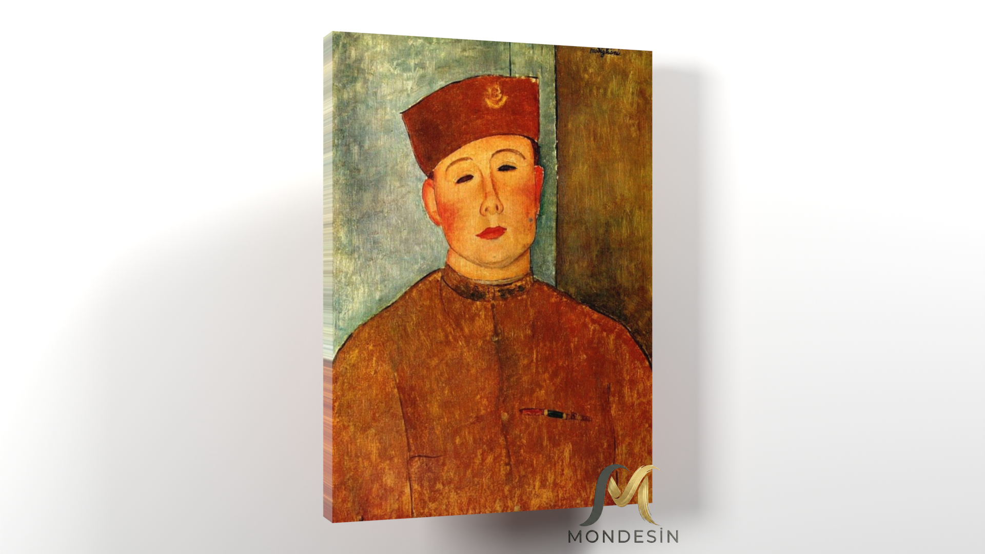 Amedeo Modigliani 134 Yatay Kanvas Tablo, Yağlı Boya ve Deri Görünümlü