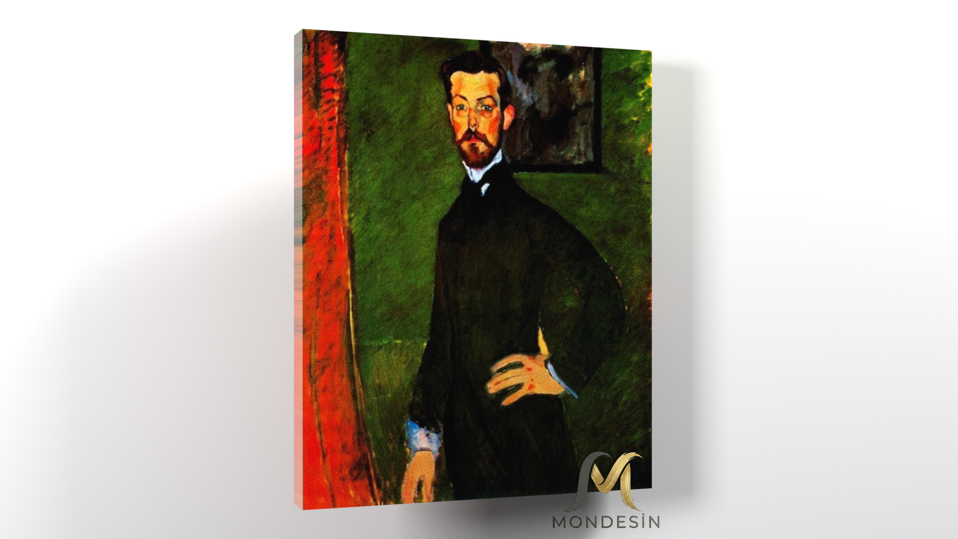 Amedeo Modigliani 13 Yatay Kanvas Tablo, Yağlı Boya ve Deri Görünümlü